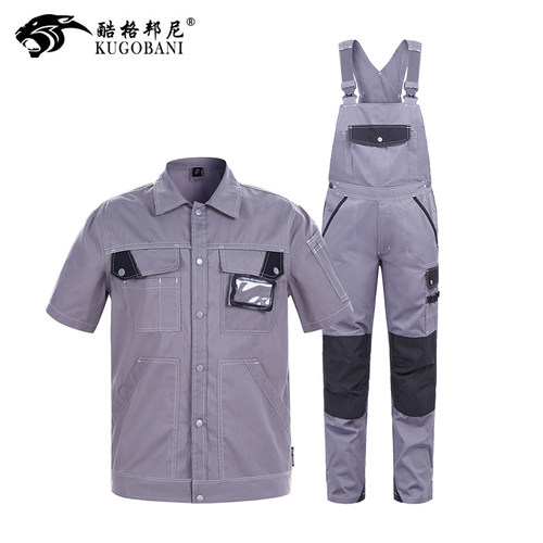 夏季多兜短袖套装弹力薄款背带