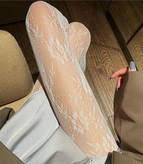 工厂现货花花朵网袜白色栀子花暗黑色打底连裤袜丝袜