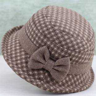 中老年人帽子女秋冬天妈妈棉帽加厚保暖毛呢老太太奶奶渔夫帽春秋