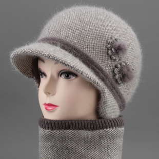 冬天中老年人女士毛线帽加厚保暖老人奶奶妈妈帽子护耳老太太棉帽