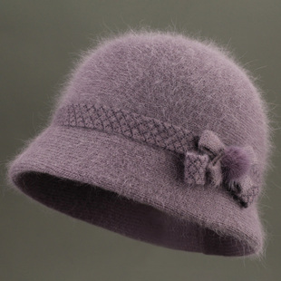 秋冬天女士加绒保暖盆帽中老年人帽子针织渔夫帽妈妈奶奶毛线帽