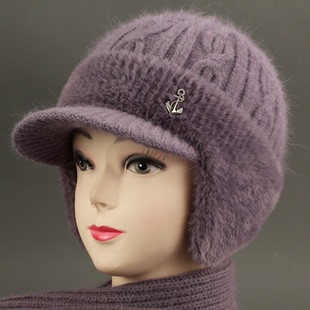 中老年人帽子女冬天妈妈防寒保暖帽老人奶奶毛线帽老太太护耳棉帽