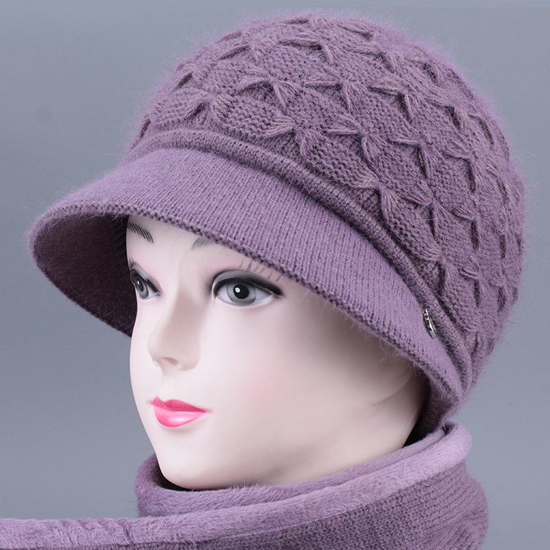 针织毛线帽女秋冬天中老年人保暖