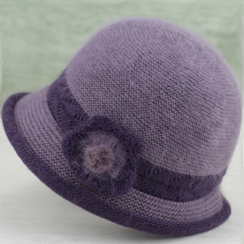 秋冬天妈妈针织渔夫帽加绒保暖