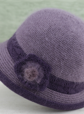 帽子女秋冬天妈妈针织渔夫帽加绒保暖盆帽中老年人奶奶毛线帽防寒