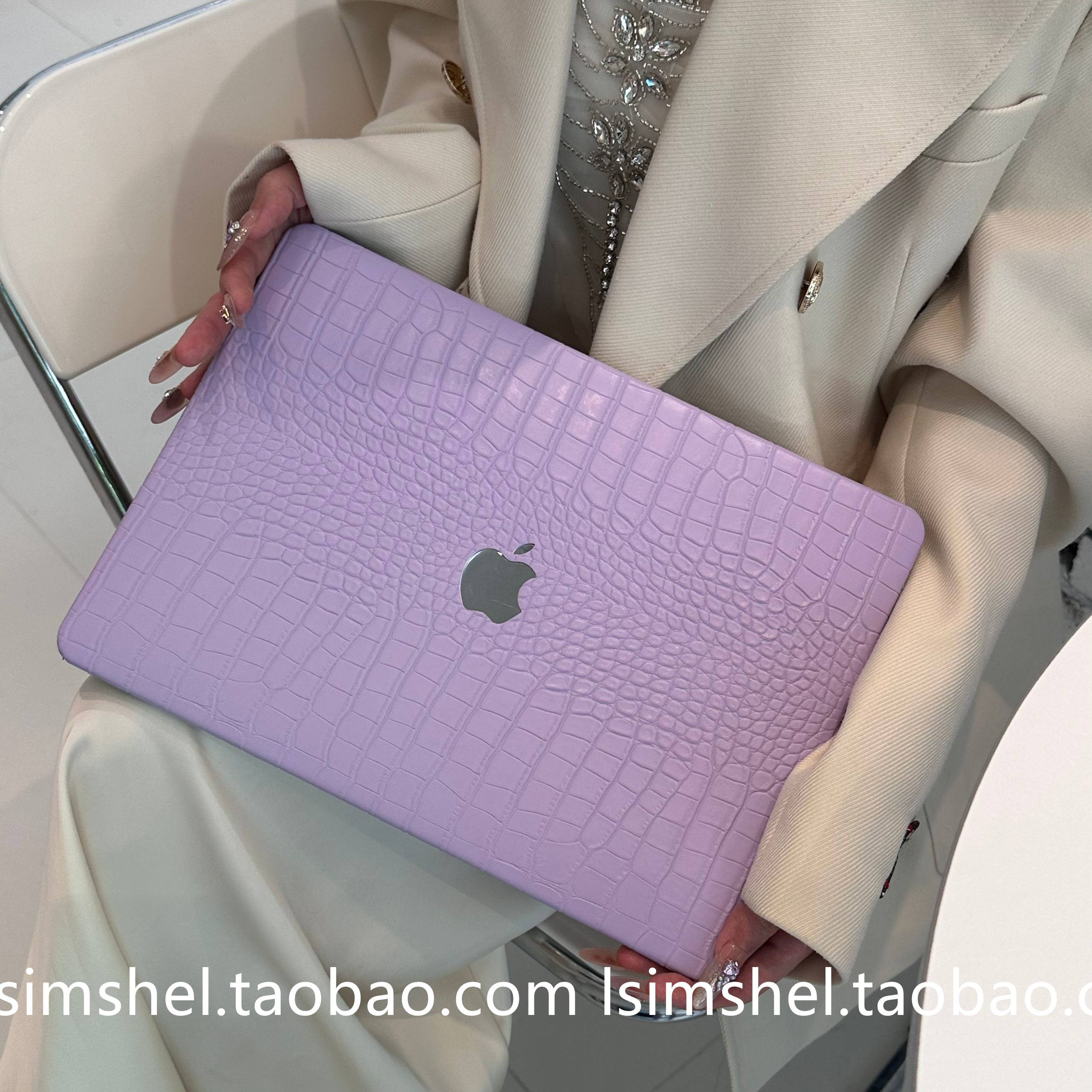 淡紫色鳄鱼纹笔记本电脑保护软壳