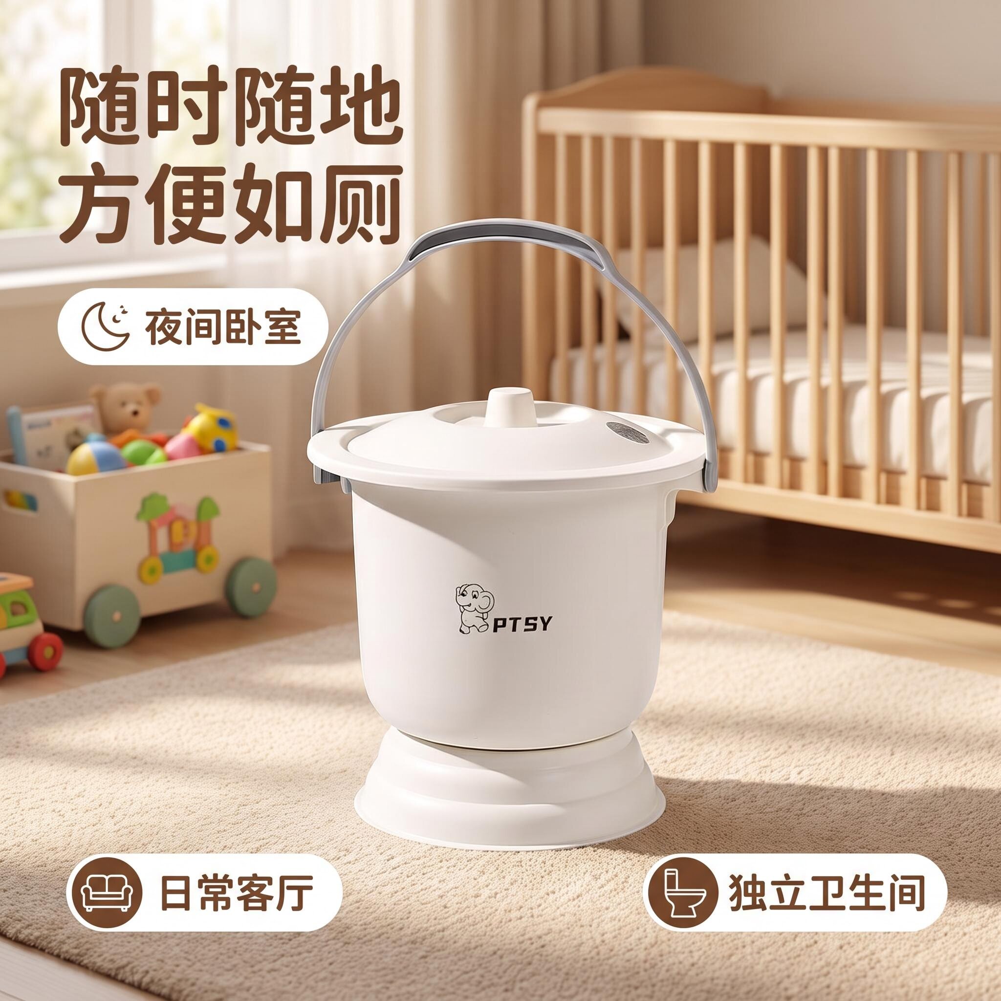 家用女带盖痰盂成人卧室尿桶夜壶卫生间用加厚儿童便盆尿壶子孙桶