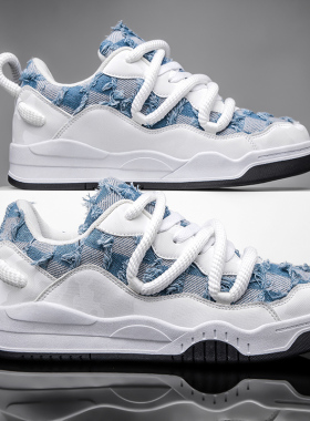 454647大码牛仔帆布鞋学生款百搭男夏季板鞋潮鞋运动休闲情侣款爆