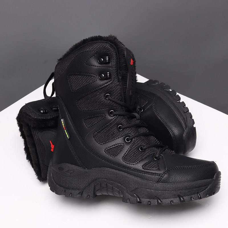 NORTHEAST SNOW BOOTS MENS TALL COTTON SHOES MENS WINTER FLEECE THICKENED WARM LEATHER WATERPROOF PLUS SIZE MARTIN BOOTS 46