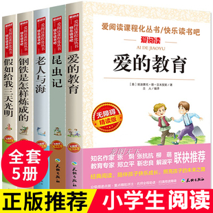 爱 书昆虫记钢铁是怎样炼成 教育亚米契斯著必读正版 全5册 老人与海假如给我三天光明课外书老师小学生四五六年级阅读书籍三推荐