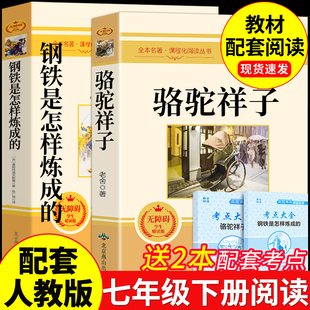 课外书初一课外阅读书籍配套人教版 骆驼祥子和钢铁是怎样炼成 七年级下册必读正版 原著完整版 名著老舍朝花夕拾西游记初中生 正版