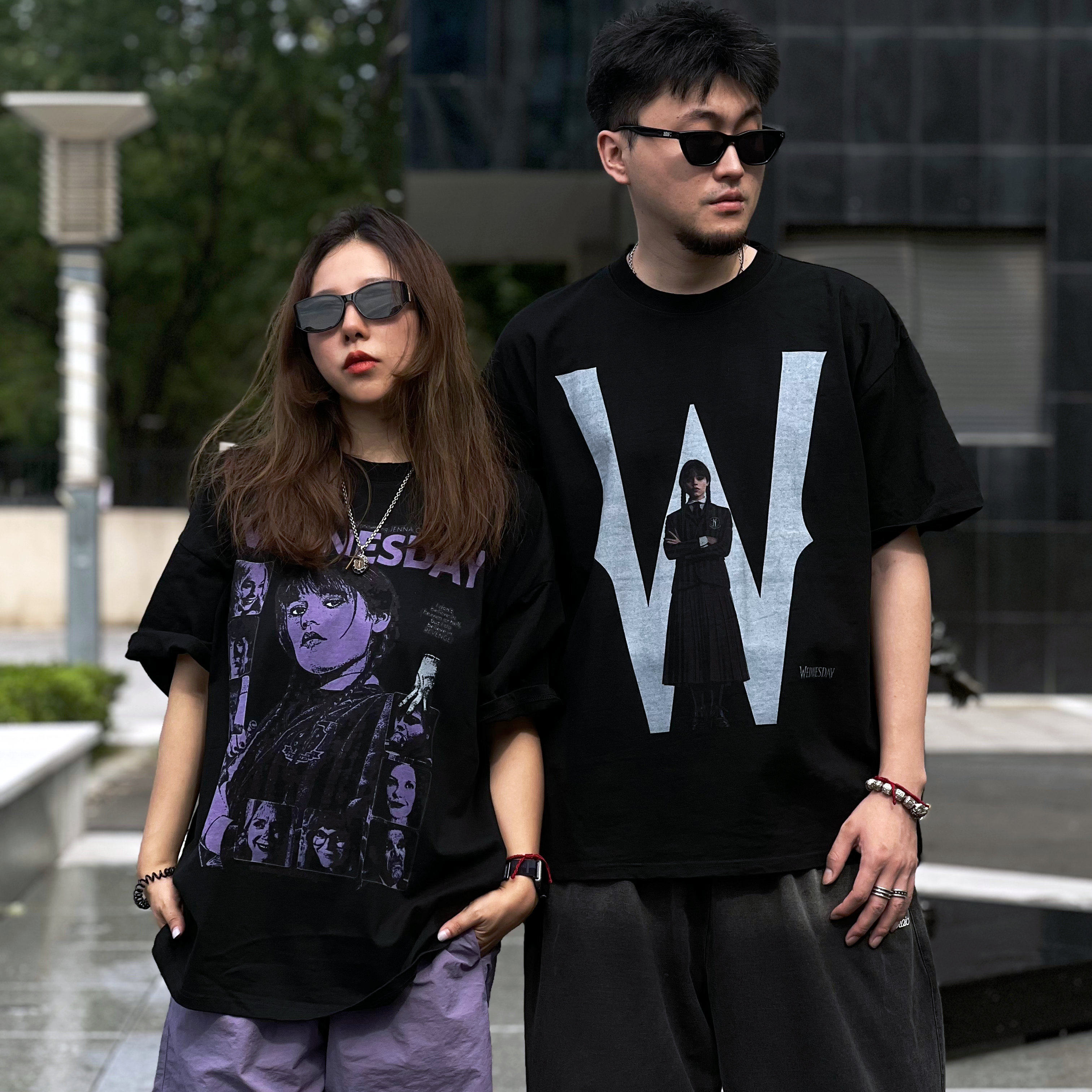 YXY【星期三Wednesday系列】重磅美式复古休闲T恤男女同款短袖潮