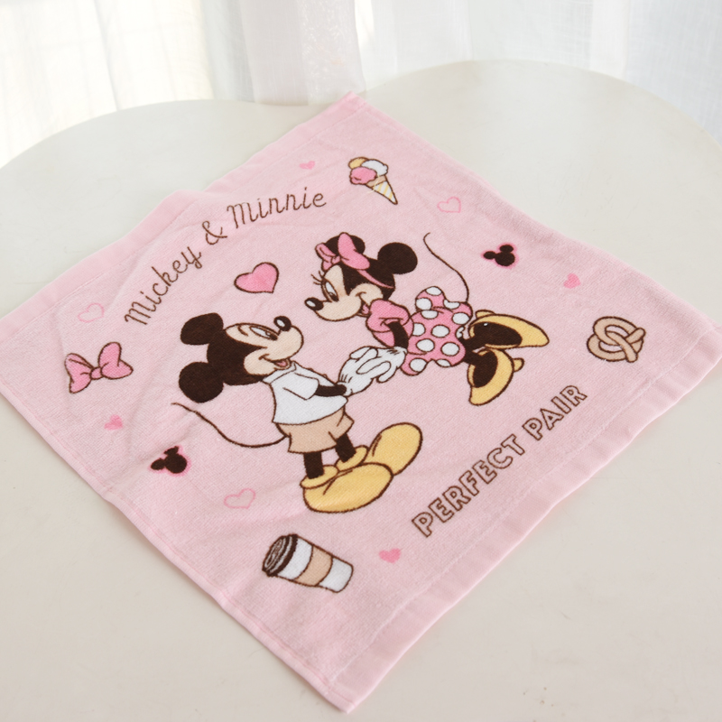 日单 mini米妮纯棉可爱卡通方巾 柔软吸水 四方小毛巾 34*34CM
