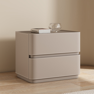 卧室家用实木优质马鞍皮床头柜轻奢高级感豪宅必备收纳盒小茶几