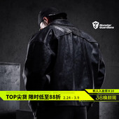 Monster Guardians勇者无畏系列男秋冬机能酷感立体绣花皮衣外套