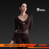 Monster Guardians女子V领吸湿排汗亲肤高弹自带胸垫运动紧身上衣