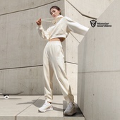 针织宽松运动套装 女子奶白色连帽卫衣短款 Guardians Monster