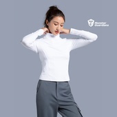 女训练瑜伽服运动高弹紧身衣 白色高领健身长袖 Monster Guardians