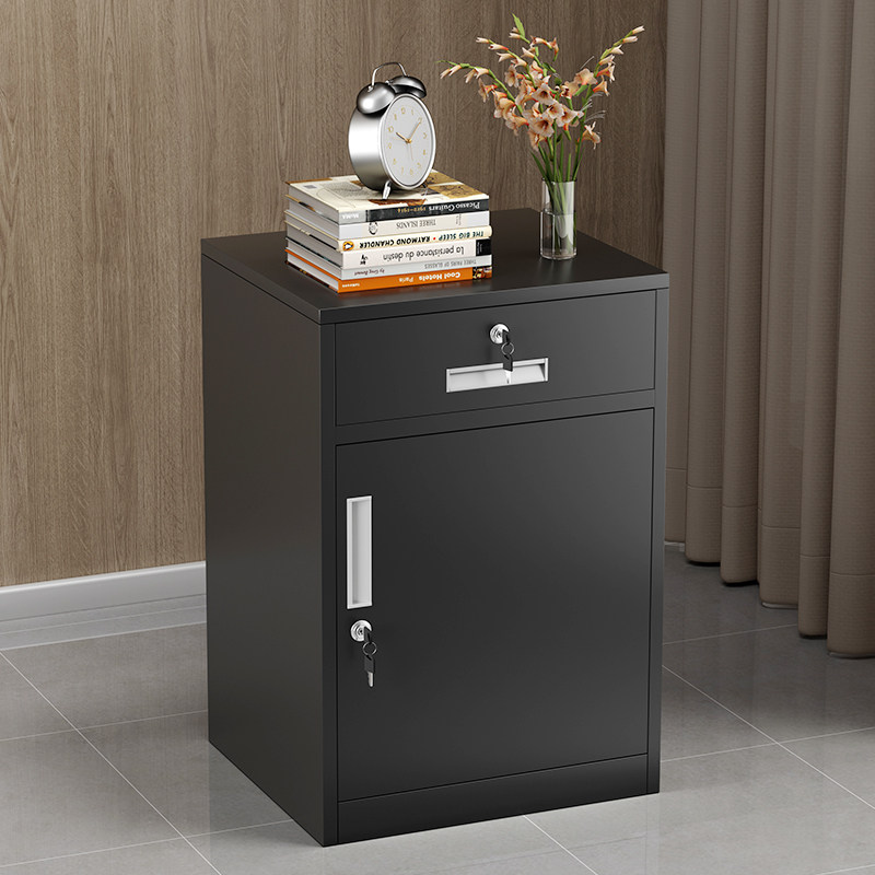 铁皮文件柜矮柜办公室储物柜档案资料柜带锁抽屉柜桌下收纳小柜子