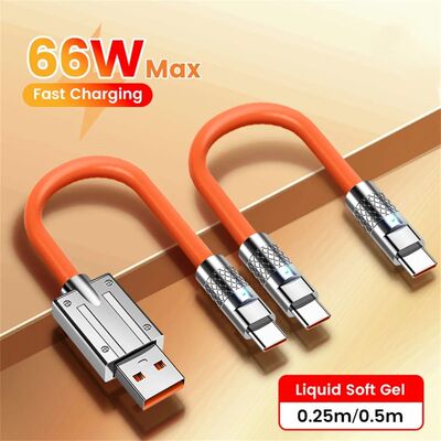 25cm/50cm Short USB C Cable Quick Charging USB Type C To Type C Data Cable For iPhone16 15 Samsung H