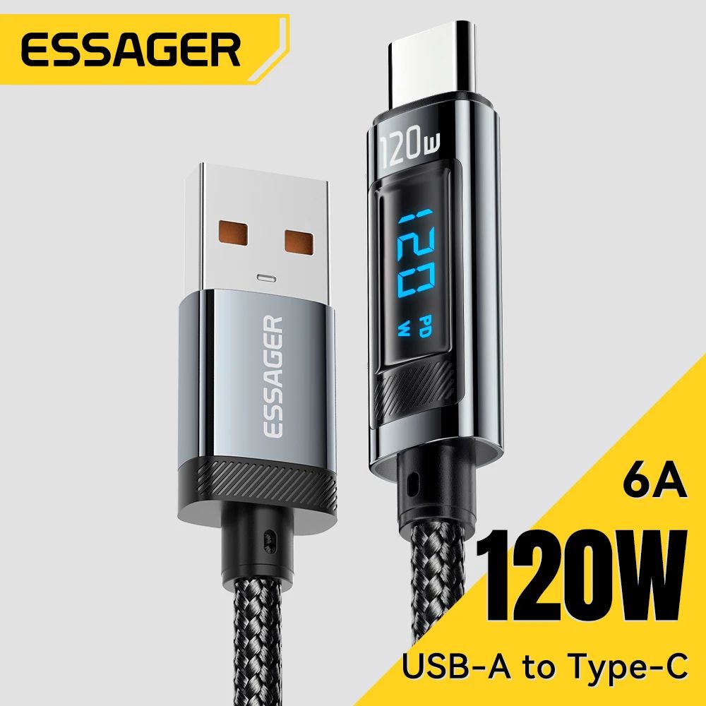 USB Type C Cable 6A 120W For 14pro Led Display Quick Charging Charger USB C Cable Data Cord For Real
