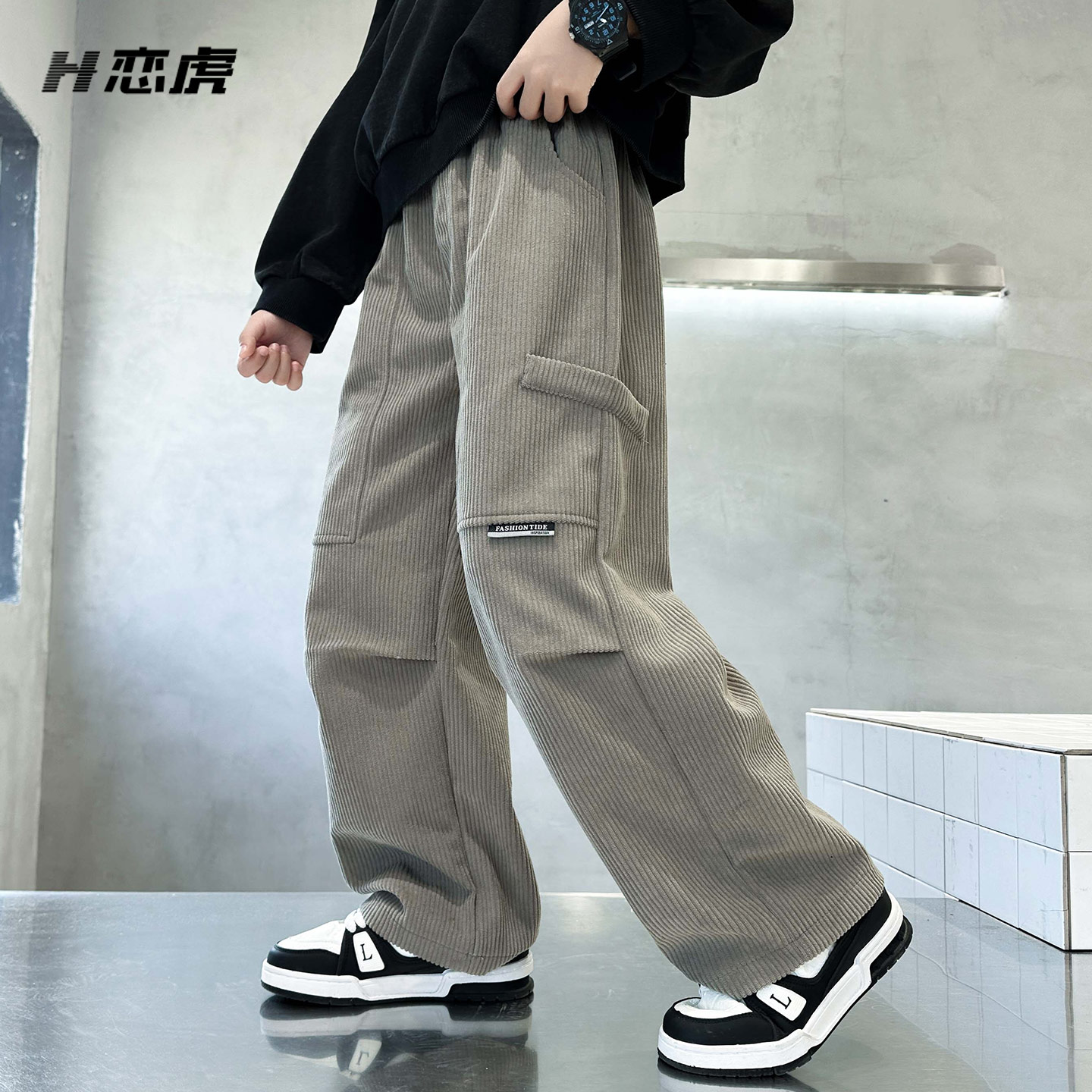 男童加绒裤子2025新款儿童工装裤今年流行爆款男宝工装裤秋冬加绒