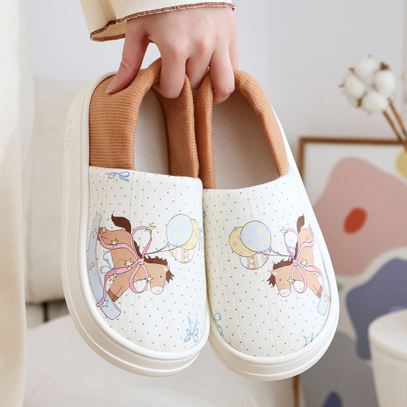 月子鞋春秋季厚底透气孕妇室内包跟棉拖鞋女夏薄款防滑软底产后鞋