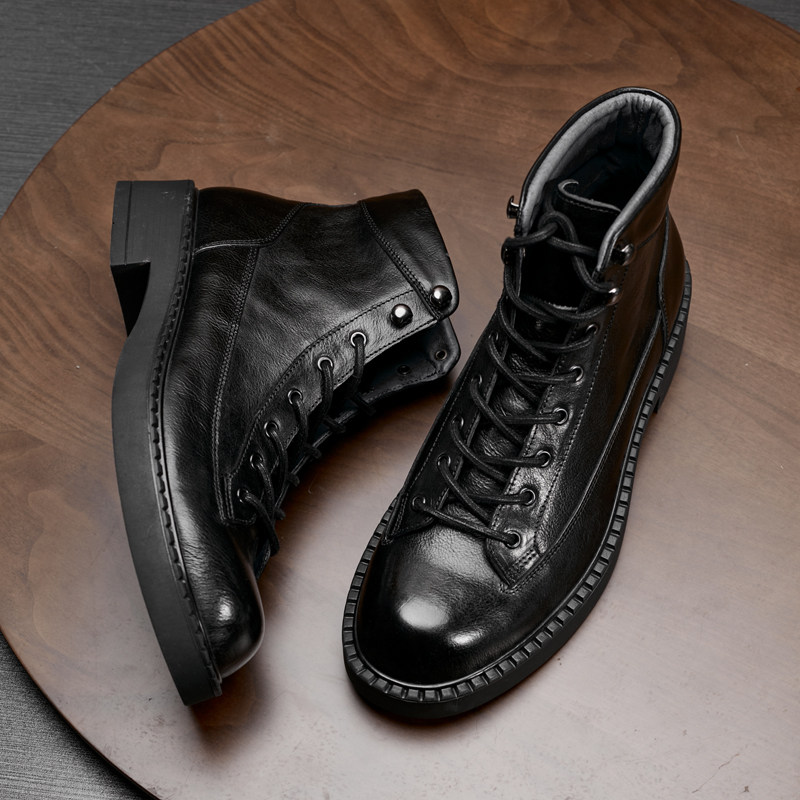 黑色靴子户外马丁靴2023秋冬