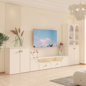 小户型家用电视柜现代简约客厅高低收纳柜书柜一体组合收纳边柜