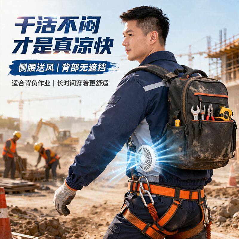 升级款侧腰送风空调服四档风速降温户外高温作业反光工作服劳保服