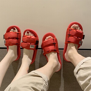 网红拖鞋男夏2024新款休闲情侣潮流一字拖时尚外穿室外防滑沙滩鞋