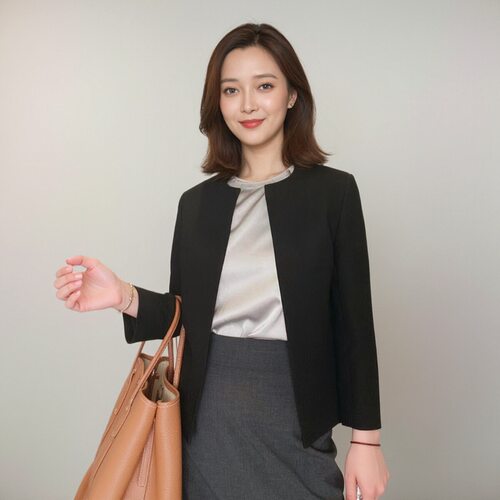 Th同款 2026新品女装 三醋酯混纺无扣短款夹克短外套 O0205102