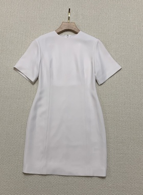 Th专柜同款2025春夏新品女装 三醋酯混纺短袖圆领连衣裙 P0109605