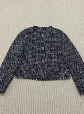 Th同款 2025春夏新品女装 镜面扣粗花呢圆领截短外套 P0105108