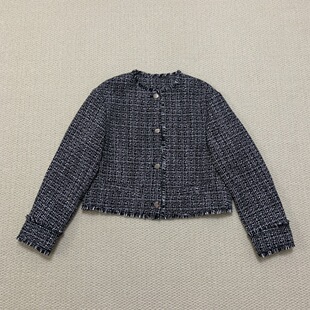 Th同款 2025春夏新品女装 镜面扣粗花呢圆领截短外套 P0105108