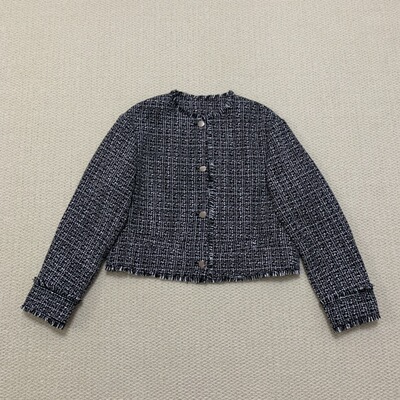 Th同款 2025春夏新品女装 镜面扣粗花呢圆领截短外套 P0105108