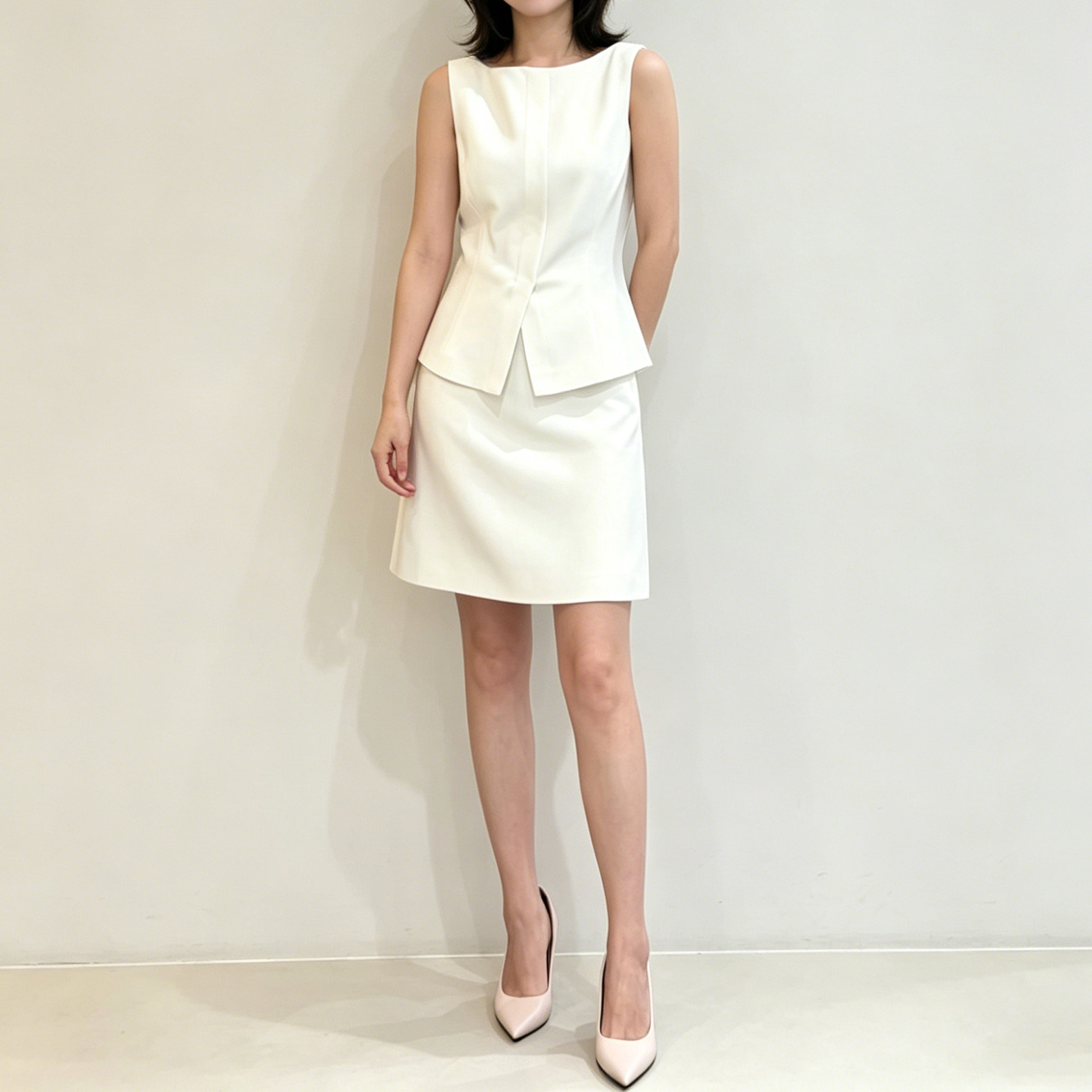 Th同款 2026春夏新品女装 三醋酯船领假两件无袖连衣裙 Q0109626