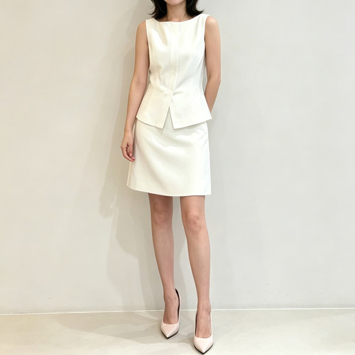 Th同款 2026春夏新品女装 三醋酯船领假两件无袖连衣裙 Q0109626