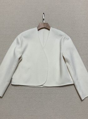 Th秋冬新品女装 双面羊毛羊绒手工缝制短款无扣开襟外套 N0701401