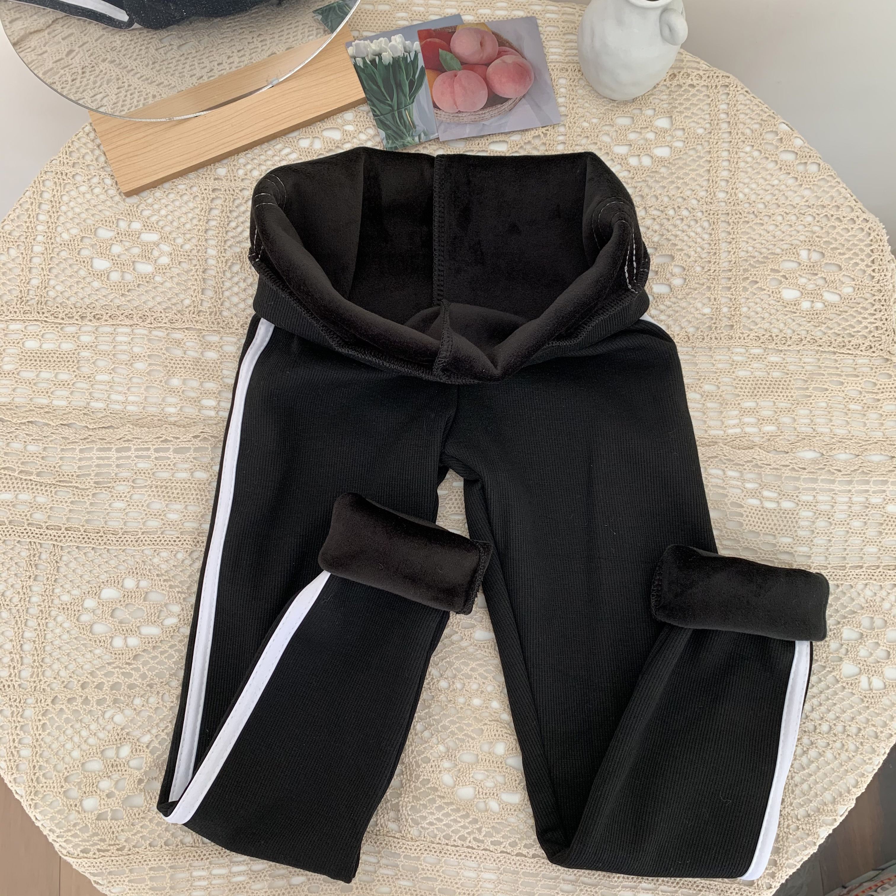 Real price winter Plush bottoming pants with high waist and thin warm casual pants