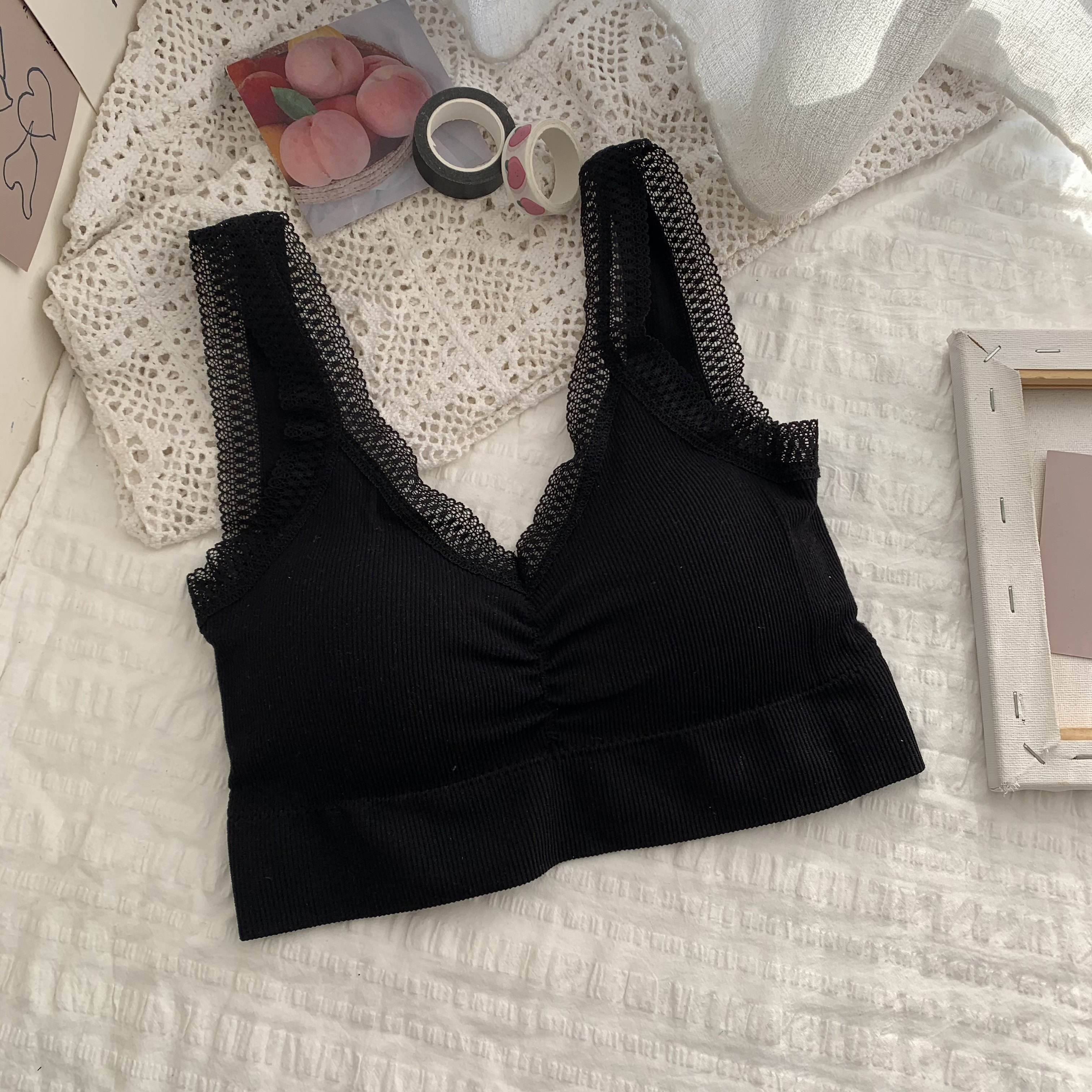 Real shot real price Korean sports lace back bra vest for women