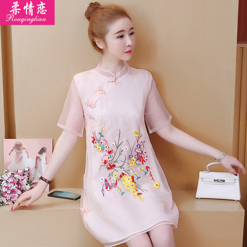 2020年新款现代中国风复古年轻款少女矮个子旗袍改良版连衣裙优雅