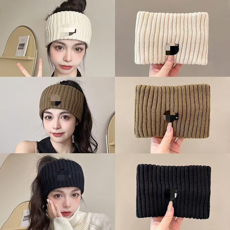 秋冬针织发带女字母宽边毛线帽子发箍扎马尾束发头饰运动头带头箍