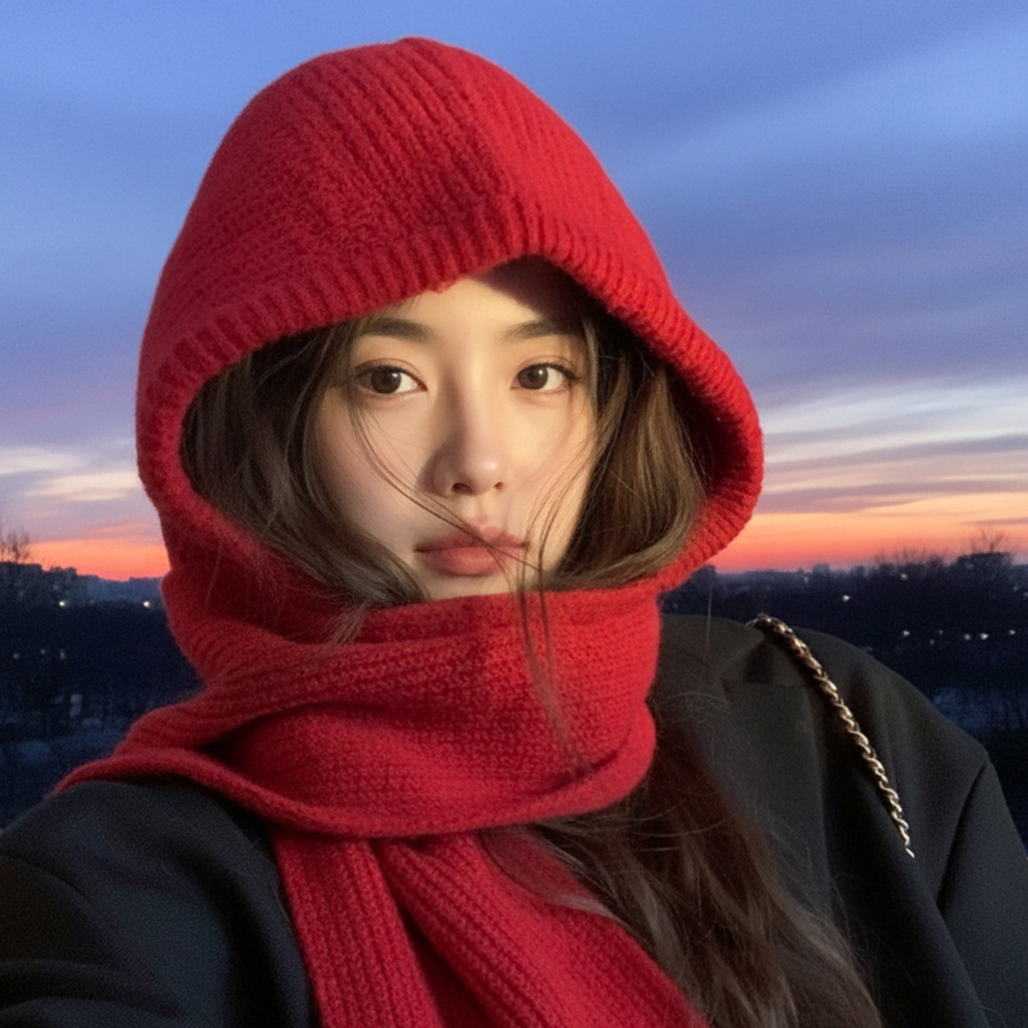 大头围帽子不起球围巾一体保暖