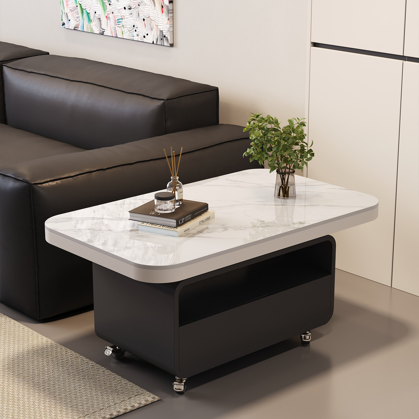 宜友现代简约风家用客厅小户型沙发边创意设计方形可移动推车边几,住宅家具,移动边几/推车,淘宝优惠券,粉丝福利购,淘宝优惠卷