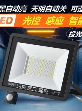 光控投光灯220V户外遥控led灯广告招牌灯自动开关遥控感应灯接电