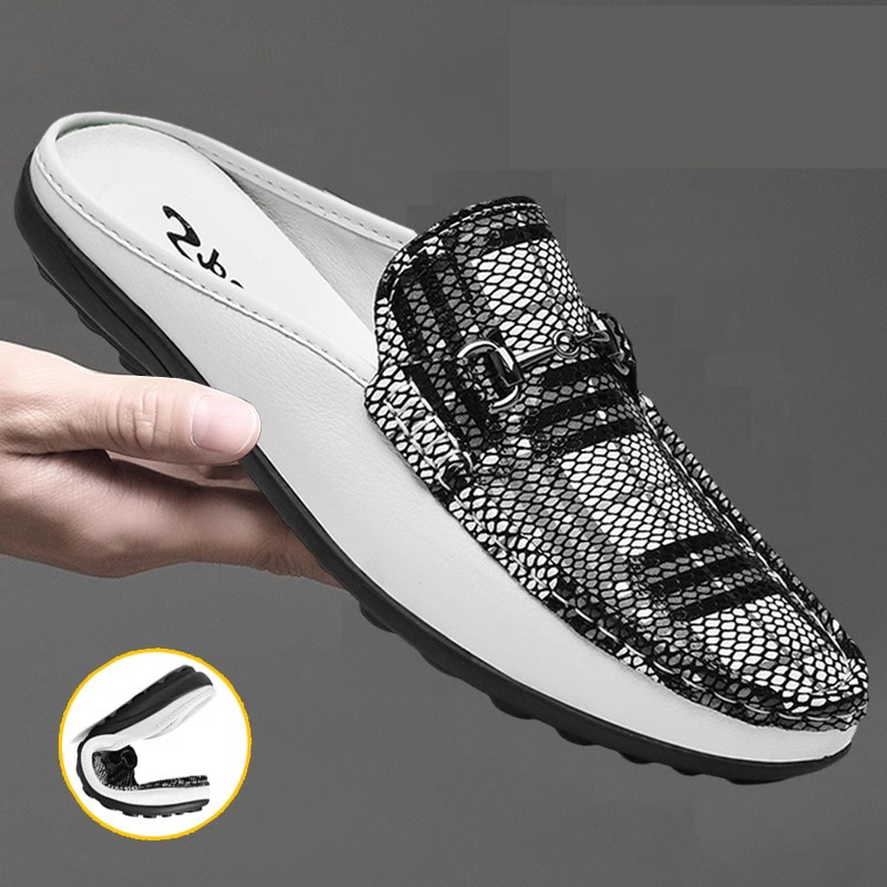 35码36码37码真皮半拖鞋男款小码懒人鞋夏季一脚蹬软底休闲男鞋潮