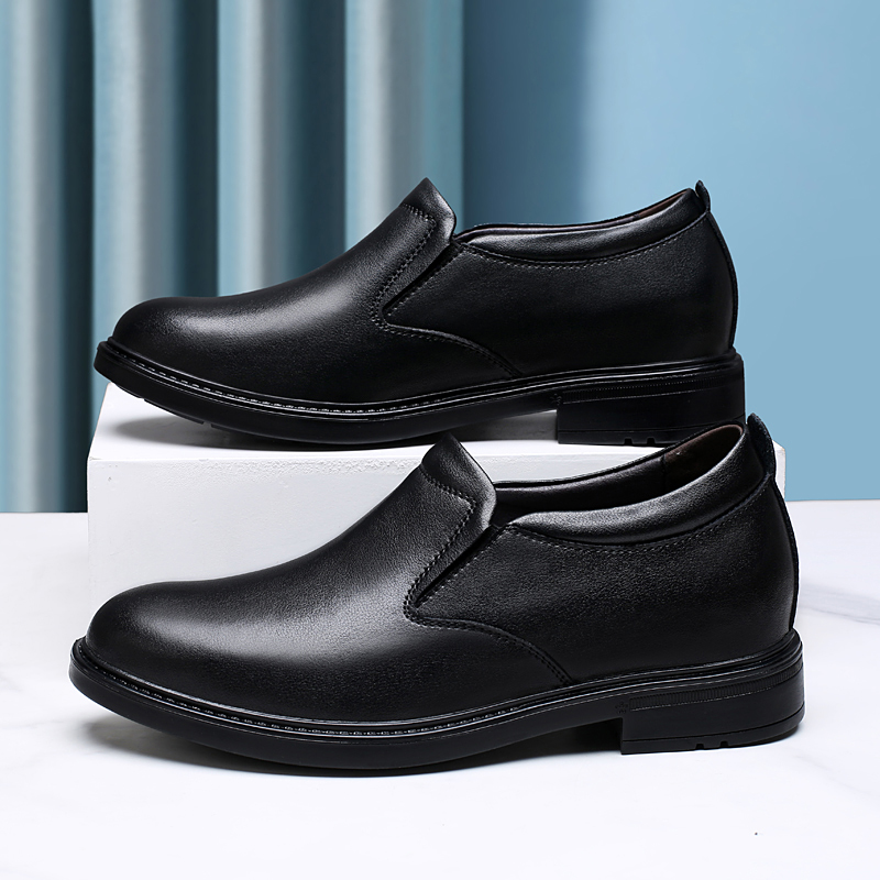 内增高皮鞋男春秋季小脚商务休闲鞋8CM男士真皮小码男鞋35 36 37