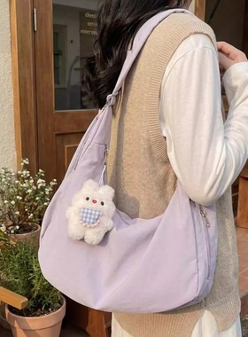 ins风纯色棉服腋下包女大容量通勤百搭单肩斜挎包女士轻便托特包