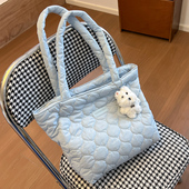 泡芙云朵单肩包包女大容量上课托特包秋冬新款 韩系棉服腋下包通勤